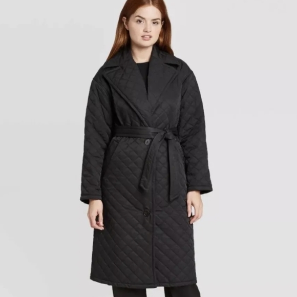 Women’s Long Sleeve Quilted Jacket - Prologue™ Sz L cotton blend. Black. Belted. - Picture 1 of 15